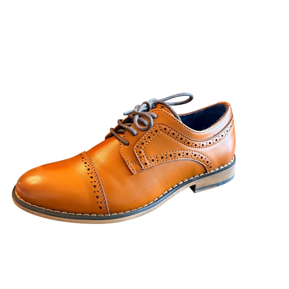Bruno Marc Boys Brown Wingtip Brogue Oxford Dress Shoes Size 1 church formal